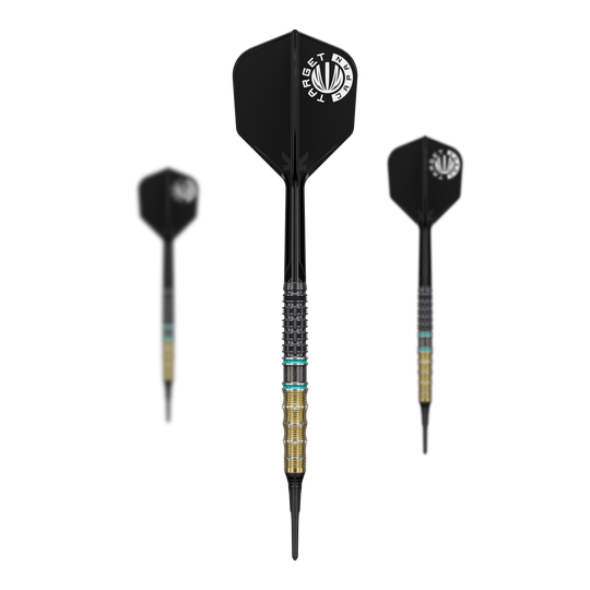 Das Bild zeigt die Target Mikuru Suzuki The Miracle GEN7.5 Softdarts mit 19 Gramm. Die Darts sind auf einem weißen Hintergrund dargestellt.