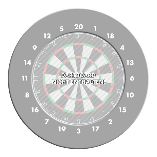HD-cijfers dartbordrand - Aangepaste kleuren Ein Dartboard Surround in Grau ist auf dem Bild zu sehen. Es bietet Schutz und eine neutrale Optik für das Dartboard.