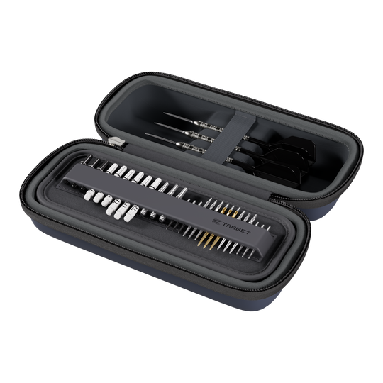 Target BOA Dartcase Ein Dartcase in den Farben Navy und Dunkelgrau ist abgebildet. Es ist vermutlich das Target BOA Dartcase.