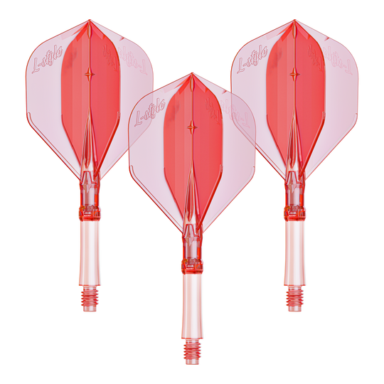 L-Style L-systeem vluchten - Helderrood Ein Set mit klar roten Flights für Darts, vermutlich der Größe Medium. Ideal zur Personalisierung von Dartpfeilen.