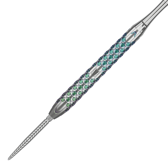 Target Rove 03 Swiss Point stalen dartpijlen Der Target Rove 03 Swiss Point Steeldart hat ein silbernes Gehäuse mit auffälligem, farbig schimmerndem Griffmuster. Die Spitze ist fein strukturiert und sorgt für präzise Würfe.