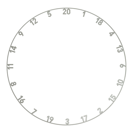Hier wird das Precise 180 Endorphine Steeldartboard mit Nummernring in Nordic Grey dargestellt. Die edle grau-schwarze Optik macht das Board besonders.