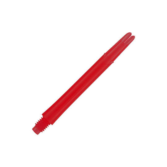 L-L-Style-Shafts Locked Straight - Rood Das Bild zeigt einen roten, geraden Dart-Schaft ohne Kappen. Der Schaft ist 46 mm lang und hat ein Gewinde am Ende.