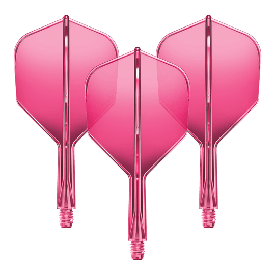 GOAT A1R No6 Flight Shaft System - Neonroze Abgebildet ist ein Flight-Shaft-System für Darts in Neonpink mit einer Länge von 19mm. Das Set gehört vermutlich zur GOAT A1R No6 Serie.