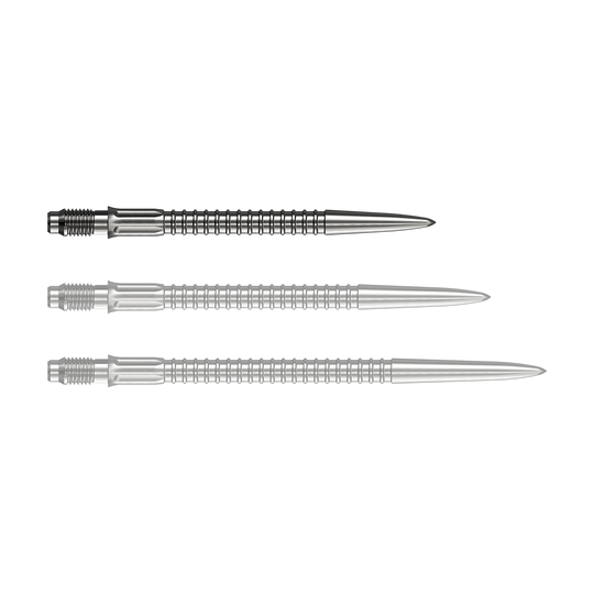 Mission R2.5 Rapid Point GV1 Dartpunten - Zilver Zu sehen sind Mission R25 Rapid Point GV1 Dartspitzen, silberfarben und 30mm lang. Die Spitzen sind für den Austausch an Darts geeignet.