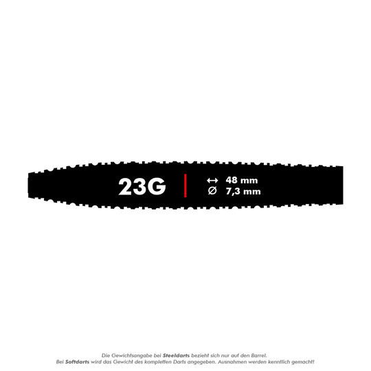 Shot ZEN Missile Turbo Point stalen pijltjes - 23 g Das Bild zeigt die Shot ZEN Missile Turbo Point Steeldarts - 23g. Die Steeldarts sind für das Präzisions-Dartspiel entworfen.