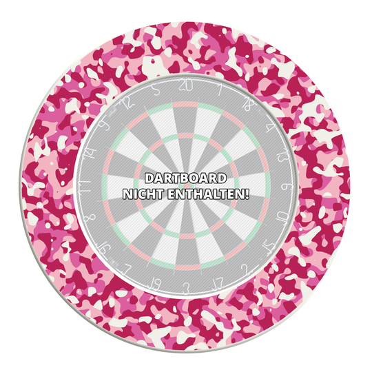 McDart Camo Dartbord Surround Abbildung des DBS-CAMO5 McDart Camo Dartboard Surround in Pink. Es schützt die Wand um das Dartboard vor Pfeilen.