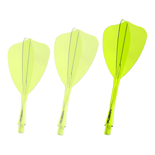 Winmau Fusion Flight Shaft System Arrow Neon Yellow Abgebildet ist erneut das Winmau Fusion Flight Shaft System in Neon-Gelb, 34mm lang. Dieses Produkt wird für das Zusammensetzen von Dartpfeilen verwendet.