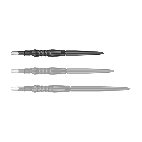 Target Swiss Point Dartpunten Signature RST - Zwart Das Bild zeigt eine Target Swiss Point Dartspitze Signature RST in Schwarz, 30mm. Die Dartspitze hat eine strukturierte Oberfläche und ein modernes Aussehen.