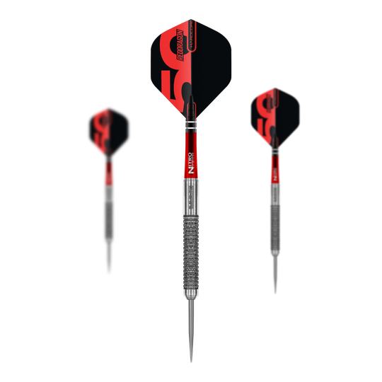 Hier sind die Red Dragon 50 Year Collection Element 6 B Steeldarts - 24g als Set abgebildet. Das Produkt besteht aus mehreren Teilen im Set.