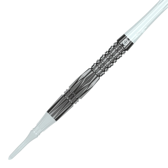 Caliburn Prisma P1 softdarts - 19 g Das Bild zeigt die Caliburn Prisma P1 Softdarts mit einem Gewicht von 19g. Es ist ein modernes Dartprodukt für Freizeit und Turniere.
