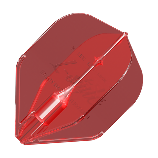L-Style Fantom L1EZ-vluchten rood Das Bild zeigt ein rotes Dartflight mit dem Namen „L-Style Fantom L1EZ Flights Red“. Das Flight hat eine transparente Struktur und eine klassische Form.