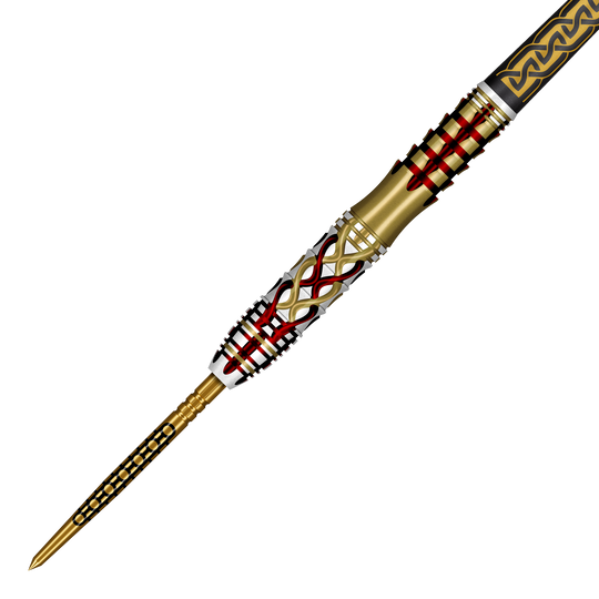 Shot Goths Alaric Turbo Point stalen dartpijlen - 23 g Auf dem Bild sind Shot Goths Alaric Turbo Point Steeldarts mit einem Gewicht von 23g zu sehen. Diese Darts sind ideal für den Einsatz am Steeldartboard.
