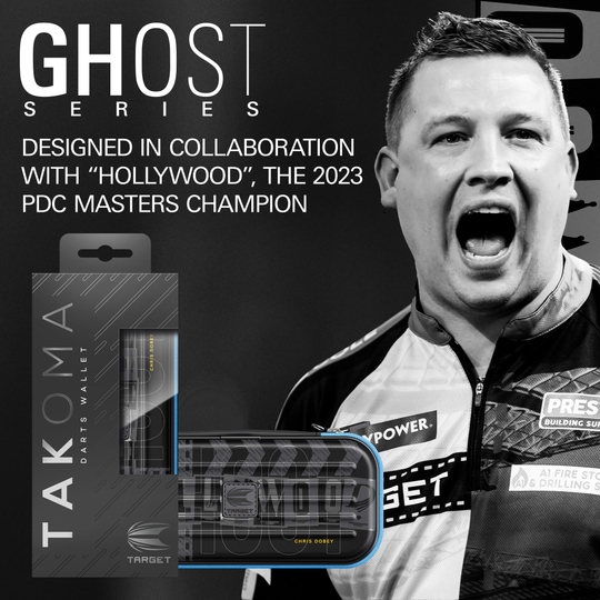 Takoma Ghost Series Chris Dobey dartkoffer Zu sehen ist das Dartcase der Takoma Ghost Series Chris Dobey. Das Produkt wurde für Darts-Fans gestaltet und ist hochwertig verarbeitet.