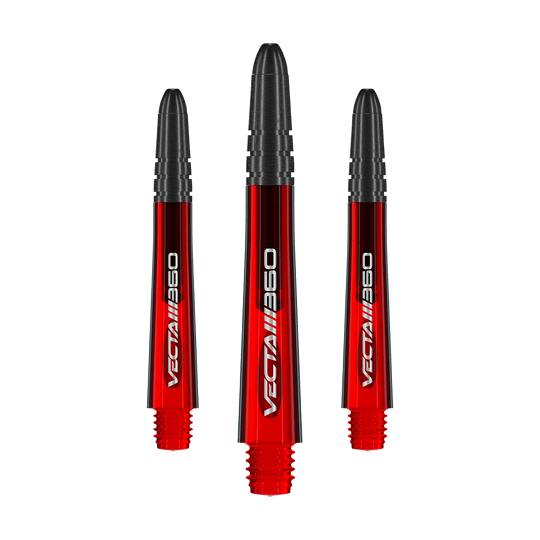 Winmau Vecta Blade 360 shafts - Rood Das Produkt zeigt einen Satz von Dart-Shafts mit dem Namen 7025-219_Winmau_Vecta_Blade360_Shafts_Rot_40mm_1Set. Die Dart-Shafts sind rot und 40 mm lang.
