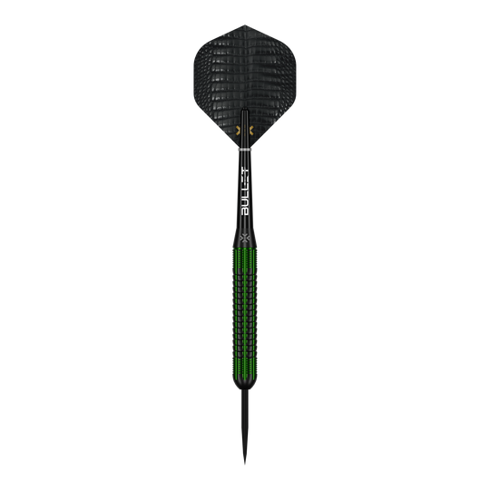 Bullet Gator Brass Steel Darts - 22g Das Bild zeigt die Bullet Gator Brass Steeldarts - 22g. Es handelt sich um Steeldarts mit einem Gewicht von 22 Gramm.