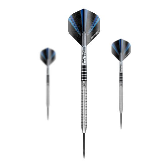 Winmau Sabotage Steel Darts Das Bild zeigt die Winmau Sabotage Steeldarts. Es handelt sich um professionelle Darts für den Steeldart-Sport.