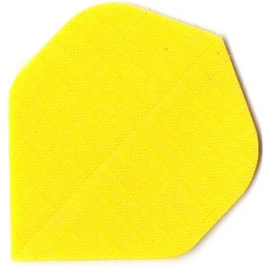 n4 Das Bild zeigt ein gelbes Dart-Flight aus Nylon-Stoff in der Form N4. Die Oberfläche weist eine feine Struktur auf.