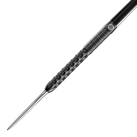 Caliburn Sword S1 stalen pijlen Das Bild zeigt einen Caliburn Sword S1 Steeldart. Der Dartpfeil hat eine silberne Spitze und einen schwarz strukturierten Griff.