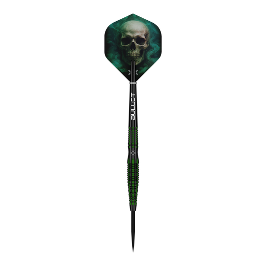 Bullet Poison stalen pijltjes Das Bild zeigt einen einzelnen Bullet Poison Steeldart. Dieses Produkt bietet hochwertige Verarbeitung für Dartspieler.
