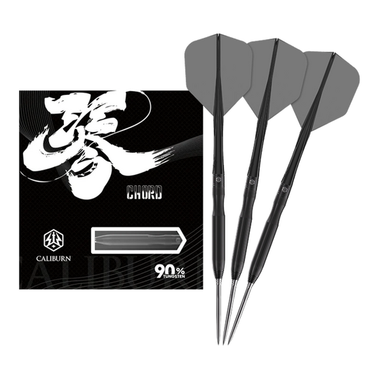 Dieses Bild zeigt den Caliburn Chord C1 Steeldart mit 21,5g in voller Länge. Der Pfeil ist klar und detailliert dargestellt.