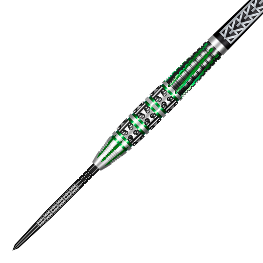 Das Bild zeigt mehrere Shot Celt Druid TurboPoints Steeldarts. Sie sind nebeneinander platziert.