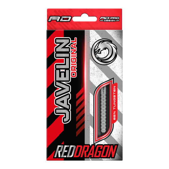 Red Dragon Javelin stalen pijltjes Auf dem Bild sind die Red Dragon Javelin Steeldarts zu sehen. Diese Darts sind für Präzision und Leistung bekannt.