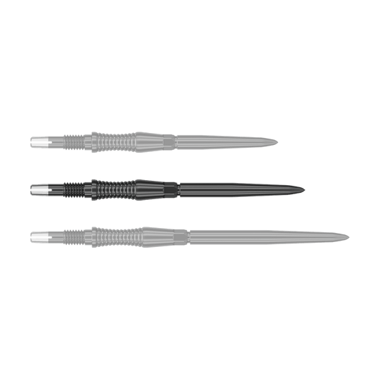 Target Swiss Point Dartpunten Signature RST - Zwart Auf dem Bild sind schwarze Dartspitzen mit RST-Profil, 35mm, von Target Swiss Point zu sehen. Die Spitzen werden einzeln dargestellt.