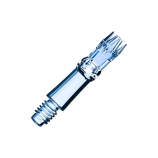 L-Style L-System vervangingsschachten - Helderblauw Zwei blaue transparente Ersatzshafts sind dargestellt. Die Shafts liegen nebeneinander.