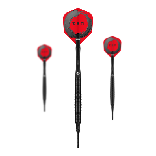 Shot ZEN Missile Soft Darts - 20g Das Bild zeigt ein Set der Shot ZEN Missile Softdarts - 20g. Es handelt sich um hochwertige Softdarts für den Freizeit- oder Profi-Gebrauch.
