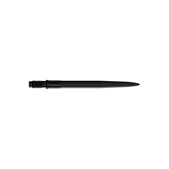 Mission R2.5 Rapid Point SM1 Dartpunten - Zwart Das Bild zeigt schwarze Dartspitzen mit einer Länge von 30 mm. Es sind zwei Spitzen abgebildet.