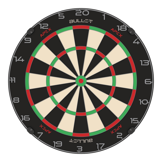 Bullet Apex stalen dartbord Abgebildet ist das Bullet Apex Steeldartboard. Das Produkt wird deutlich dargestellt.