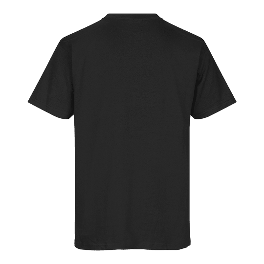 Vaten en schachten T-shirt - zwart Dies ist ein einfaches schwarzes T-Shirt. Auf dem Bild ist die Rückseite des T-Shirts zu sehen.
