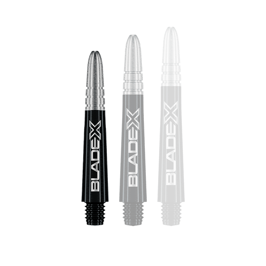 Bild von Winmau Vecta Blade X Shafts in Schwarz mit 34mm Länge. Die Dartschäfte sind schlank und modern gestaltet.