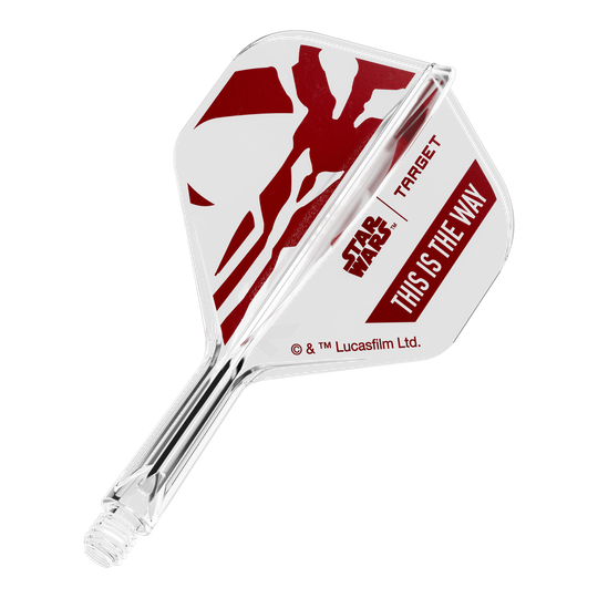 Target Star Wars K-Flex Set Mandalorian No2 Standaard Flights Abgebildet ist ein Flight für Darts, inspiriert von Star Wars. Es handelt sich um das Modell 'K-Flex This Is The Way No2 Standard Flights' mit 19mm Größe.