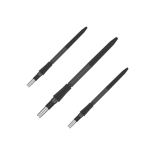 Target Elysian Archetype 43 Swiss Point stalen dartpijlpunten - zwart Das Bild zeigt ein Set schwarzer Dartspitzen. Die Dartspitzen sind jeweils 35 mm lang.