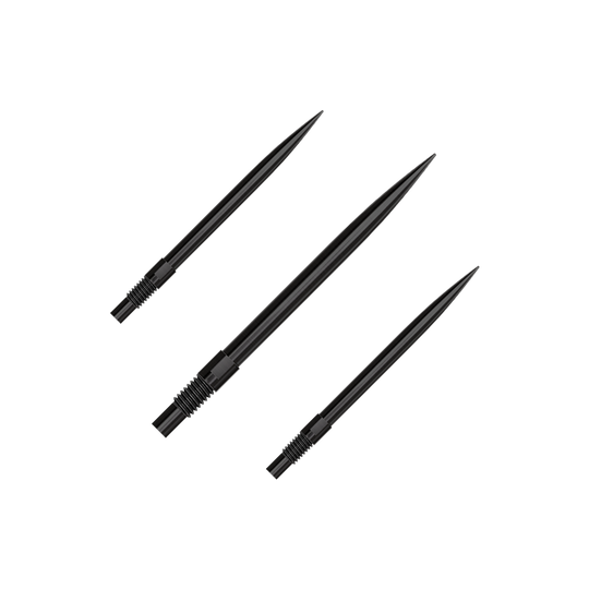 Harrows Quick Point dartpunten - Zwart Das Bild zeigt das Produkt 'QP23974_Harrows_QuickPoint_Dartspitzen_Schwarz_30mm_1Set'. Es handelt sich um ein Set schwarzer Dartspitzen.