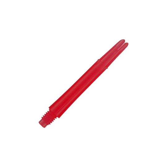 L-L-Style-Shafts Locked Straight - Rood Das Bild zeigt einen roten, geraden Dartshaft ohne Kappen. Der Schaft ist 39 mm lang und hat ein Gewinde am Ende.