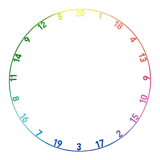Auf dem Bild sieht man das Precise 180 Endorphine Steeldartboard mit Nummernring in der Ausführung Spectrum. Das Dartboard ist deutlich und detailreich zu sehen.