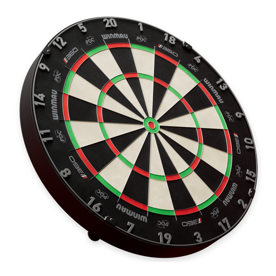 Winmau Blade 6 Triple Core 360 stalen dartbord Zu sehen ist ein Dartboard aus der Nähe. Die Datei heißt '3060_Winmau_Blade_360_Steeldartboard_2b'.