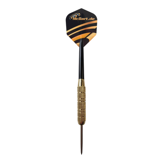 McDart Golden Star steel darts - 12 darts / 18 gram Dieses Bild zeigt das Produkt McDart Golden Star Steeldarts - 12 Darts mit einem Gewicht von 18 Gramm. Zu sehen sind mehrere goldene Steeldarts nebeneinander.