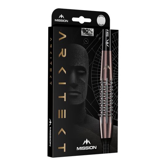 Mission Arkitekt Bronze Silica PVD Steeldarts - 23,5 g Abgebildet ist Mission Arkitekt Bronze Silika PVD Steeldarts - 23,5g. Die Darts besitzen ein glänzendes bronzenes Finish.