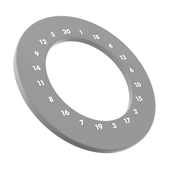 HD-cijfers dartbordrand - Aangepaste kleuren Das Bild zeigt ein weiteres graues Dartboard Surround ohne Logo. Es ist eine praktische Ergänzung für jedes Dartboard.
