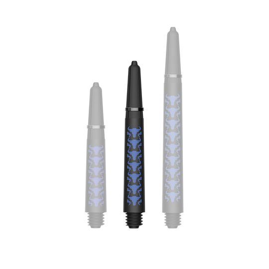 Bulls NL Capo Carbon shafts - Blauw Das Foto zeigt BullsNL Capo Carbon Shafts Blau Short 34mm. Es handelt sich um einen einzelnen Dart-Schaft aus Carbon.