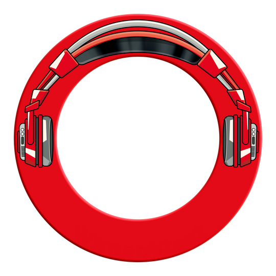 Dieses Bild zeigt ein Produkt mit dem Dateinamen MSF-J1_McDart_Stereo_Dartboard_Surround_Rot_2. Das Produkt ist auf einem schlichten Hintergrund abgebildet.