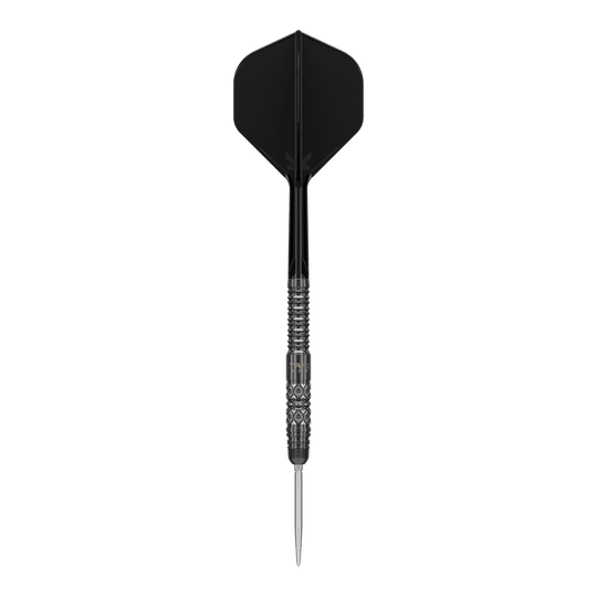 Target Japan Black Marque Creed Swiss Point stalen dartpijlen - 23 g Die Target Japan Black Marque Creed Swiss Point Steeldarts - 23g werden auf dem Bild gezeigt. Diese schwarzen Darts wirken hochwertig und professionell.