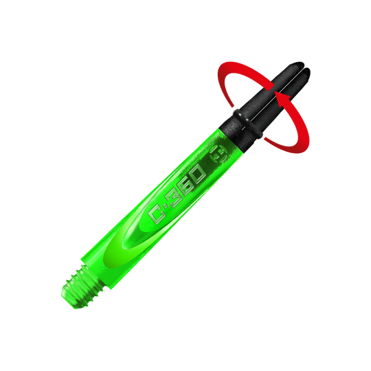HR453_Harrows_Carbon_360_Shafts_Gr-n_42mm_2_Symbol Das Bild zeigt einen Carbon-Dart-Schaft von Harrows mit strukturierter Griffzone.