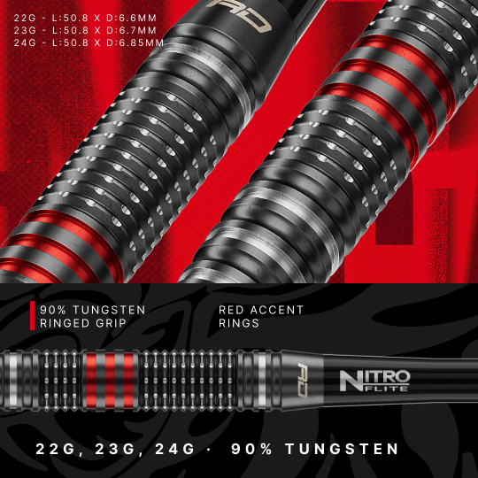 Red Dragon Jonny Clayton RD-PRO Switch Point stalen dartpijlen Hier sieht man die Red Dragon Jonny Clayton RD-PRO Switch Point Steeldarts. Die Pfeile sind aus Metall und mit schwarzen Elementen versehen.
