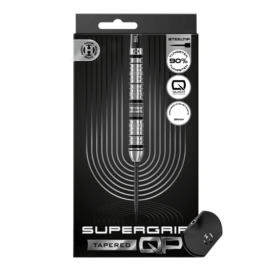 Harrows Supergrip Tapered Quick Point stalen dartpijlen Zu sehen sind die Harrows Supergrip QP Tapered Quick Point Steeldarts. Die Darts bieten ein modernes Design und optimale Spieleigenschaften.
