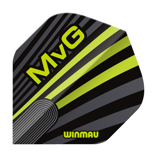 Winmau Prism Delta MvG Grijsgroen Nr. 2 Standaardvluchten Das Bild zeigt Winmau Prism Delta MvG Grey Green No2 Standard Flights. Dart-Flights in grauer und grüner Farbe sind abgebildet.